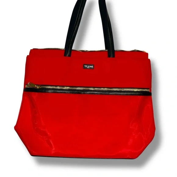 Rare The M Bag NYC Red Tote Zip Carryall Techwear Red Nylon Utility Travel Bag - Picture 9 of 16